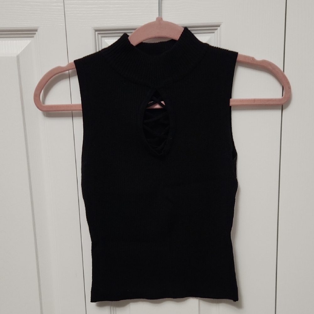 Black Sleeveless Knit Top